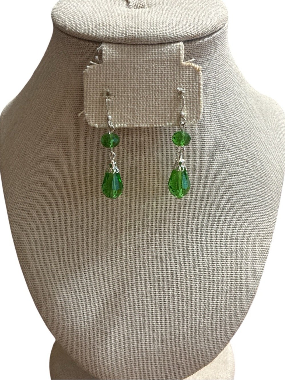 Green Crystal Drop Earrings